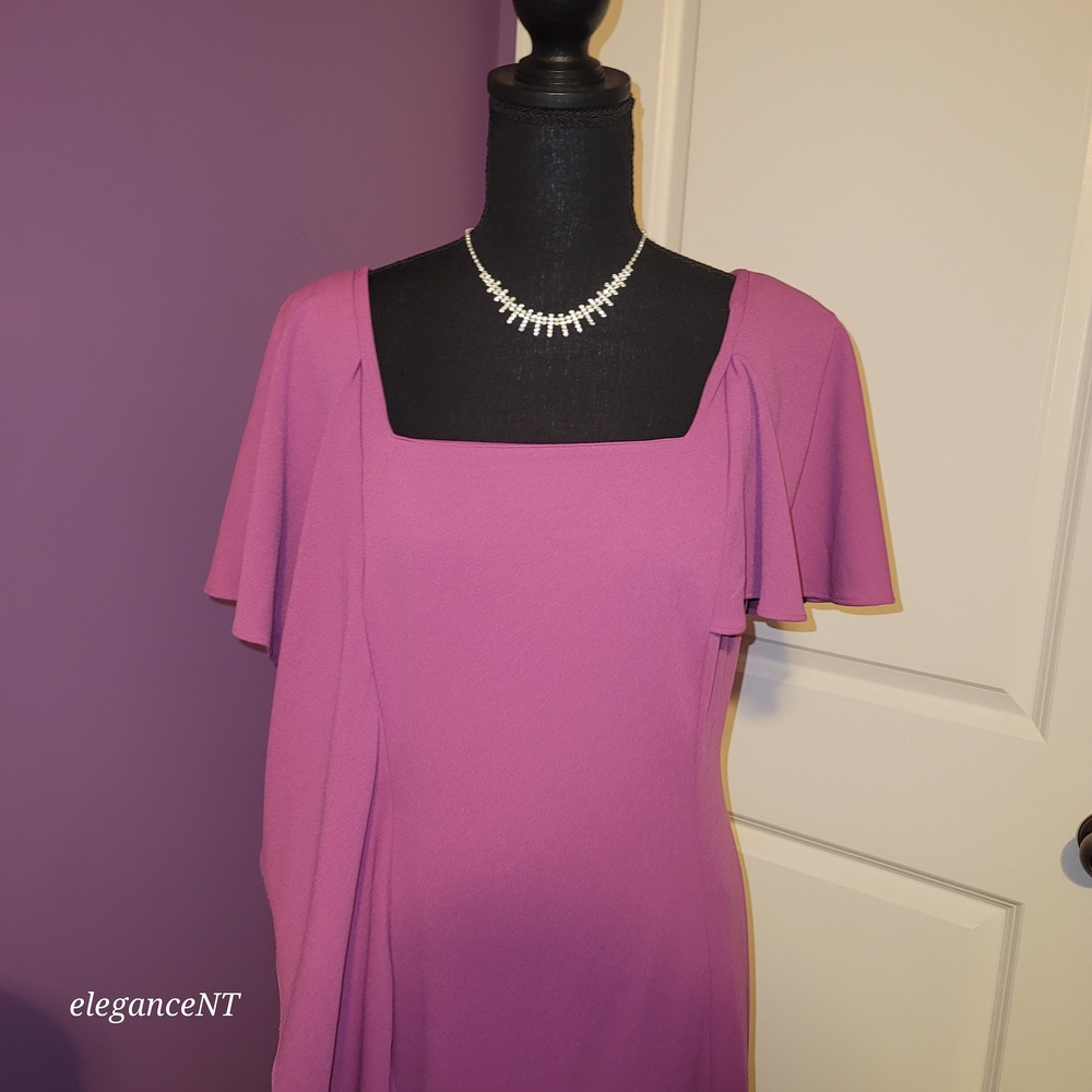 Lane Bryant Magenta Square-Neck Dress with Cascade Ruffle Sz: 10/12 NWT - Picture 8 of 8